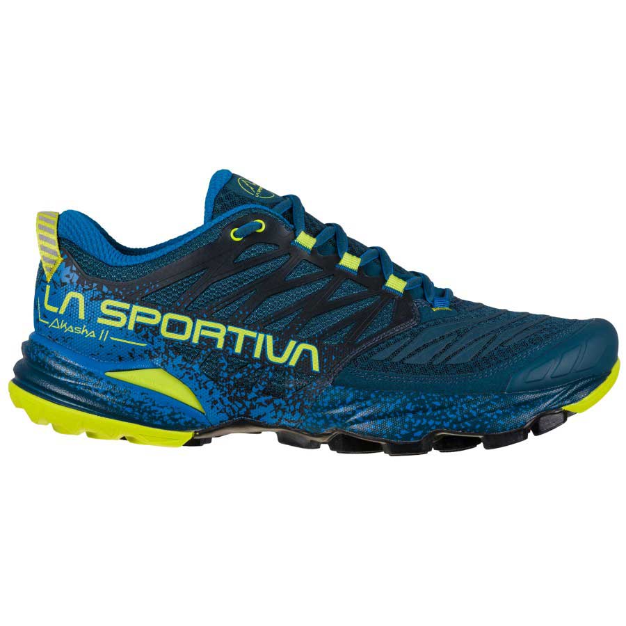 La Sportiva Akasha II Mens Trail Running Shoe - Storm Blue/Lime Punch - Clearance