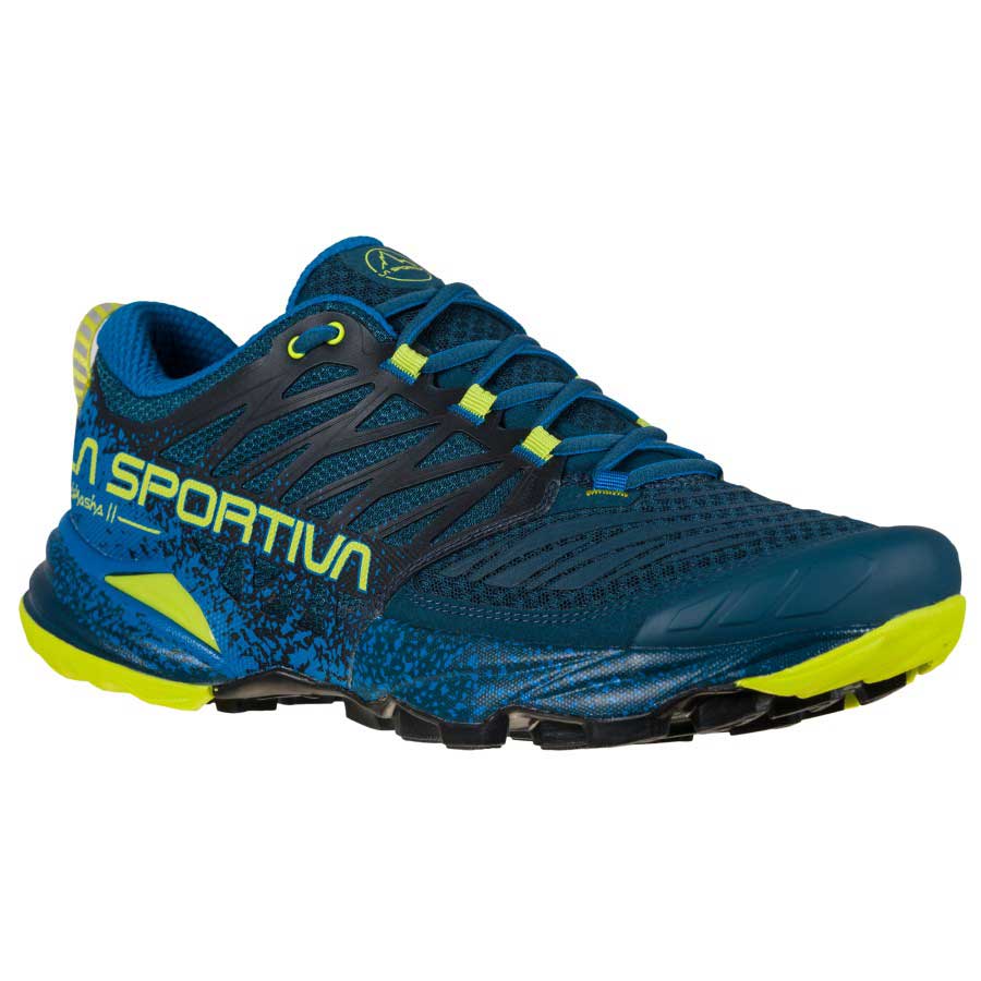 La Sportiva Akasha II Mens Trail Running Shoe - Storm Blue/Lime Punch - Clearance