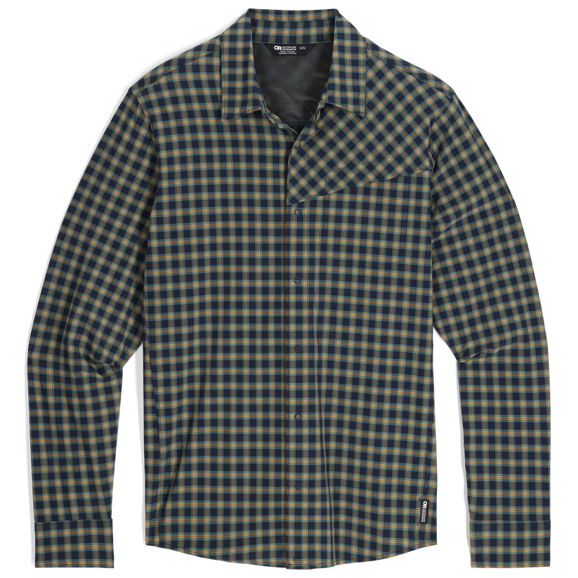 Outdoor Research Astroman Mens Long Sleeve Sun Shirt Colour Gold Nebula Plaid