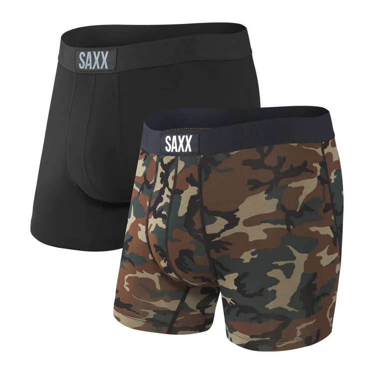 Saxx Vibe Super Soft Mens Boxer Brief 2 Pack Colour Black Camo