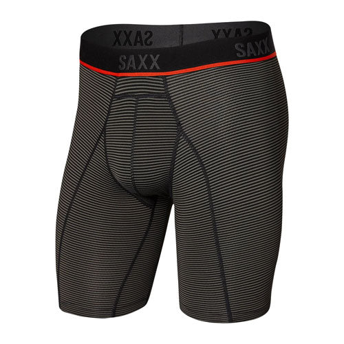 Saxx Kinetic Hd Long Leg Boxer Brief Black Colour Grey Mini Stripe