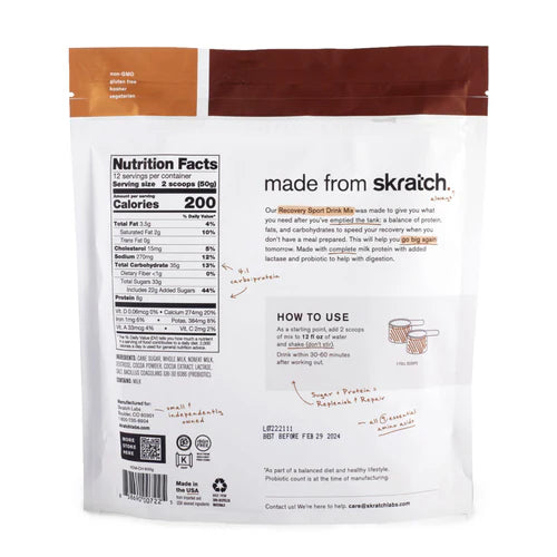 Skratch Labs Vegan Sport Recovery Drink Mix 708g - 12 Serving Resealable Bag