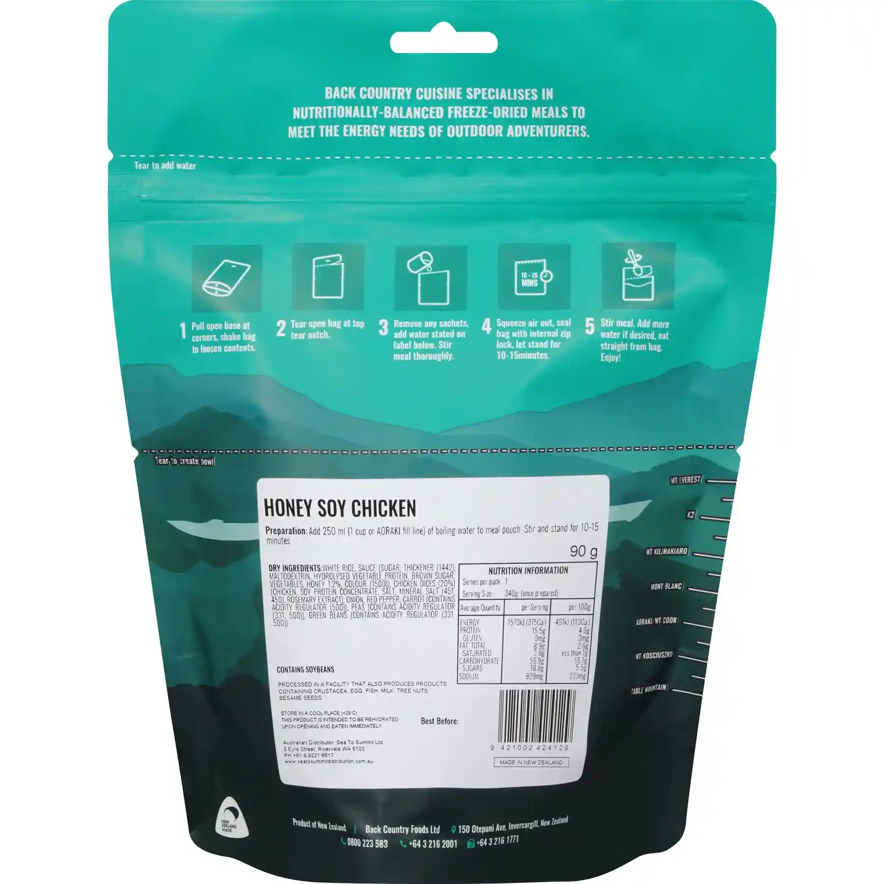 Back Country Cuisine Freeze Dried Food - Honey Soy Chicken