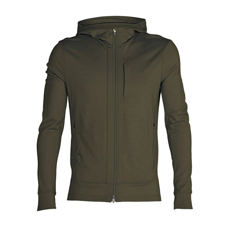 Icebreaker Quantum Iii Long Sleeve Zip Hooded Mens Jacket 1 Colour Loden