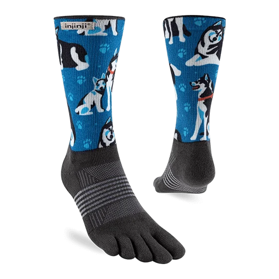 Injinji Artist Designed Womens Crew Socks Huskies Colour Huskies