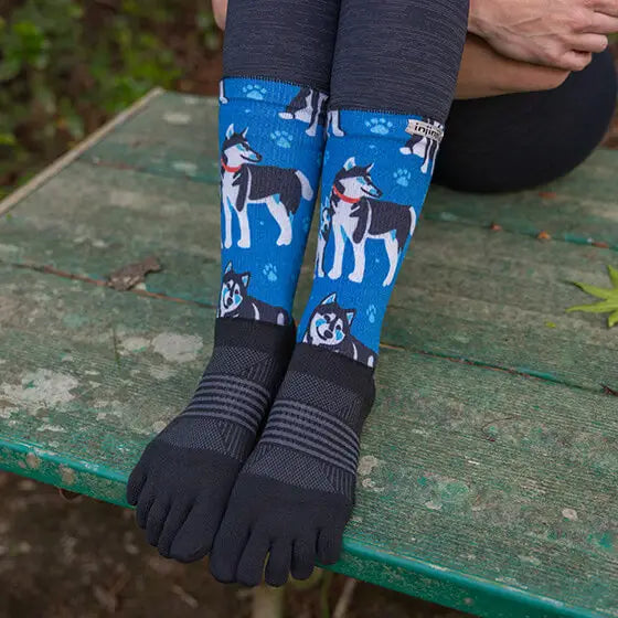 Injinji Artist Designed Womens Crew Socks - Huskies