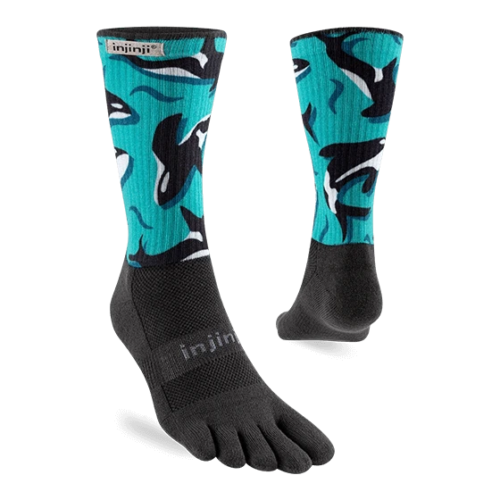 Injinji Artist Designed Mens Crew Socks Orcas Colour Orcas