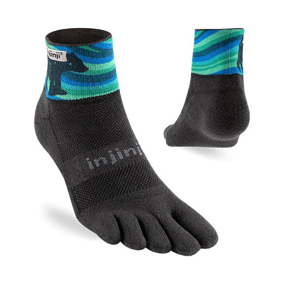 Injinji Artist Designed Mens Mini Crew Socks Aurora Colour Aurora