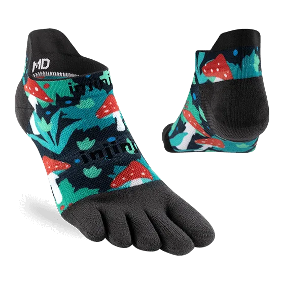 Injinji Artist Designed Mens No Show Running Socks Amanita Colour Amanita