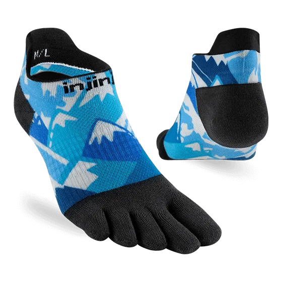 Injinji Artist Designed Mens No Show Running Socks Glacier Colour Glacier