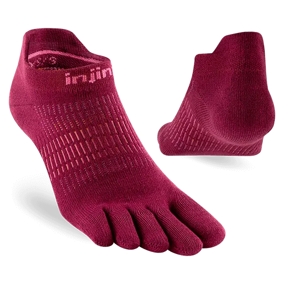 Injinji Womens Run Lightweight No Show Socks Colour Beet