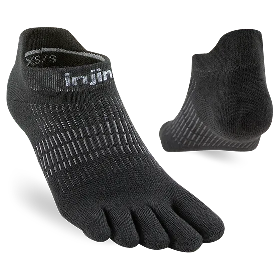 Injinji Womens Run Lightweight No Show Socks Colour Black