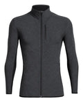 Icebreaker Merino Descender Mens Long Sleeve Zip Jacket Colour Jet Heather Black