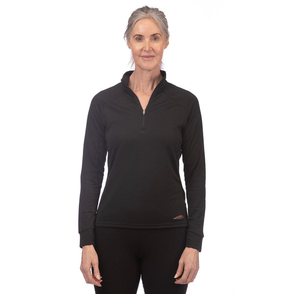 Mont Power Dry Zip Polo Womens Long Sleeve Thermal Top - Black