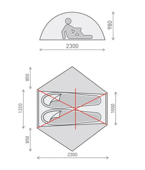 One Planet Goondie 2 Person Tent Nylon Inner with Poles