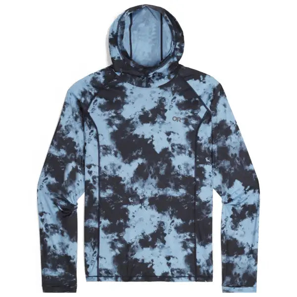 Outdoor Research Echo Printed Mens Long Sleeve Hooded Top Colour Blue Swirl