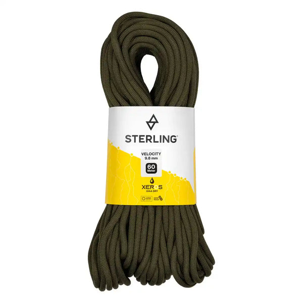 Sterling Velocity 9.8mm XEROS 60m Dynamic Climbing Rope - Olive Drab