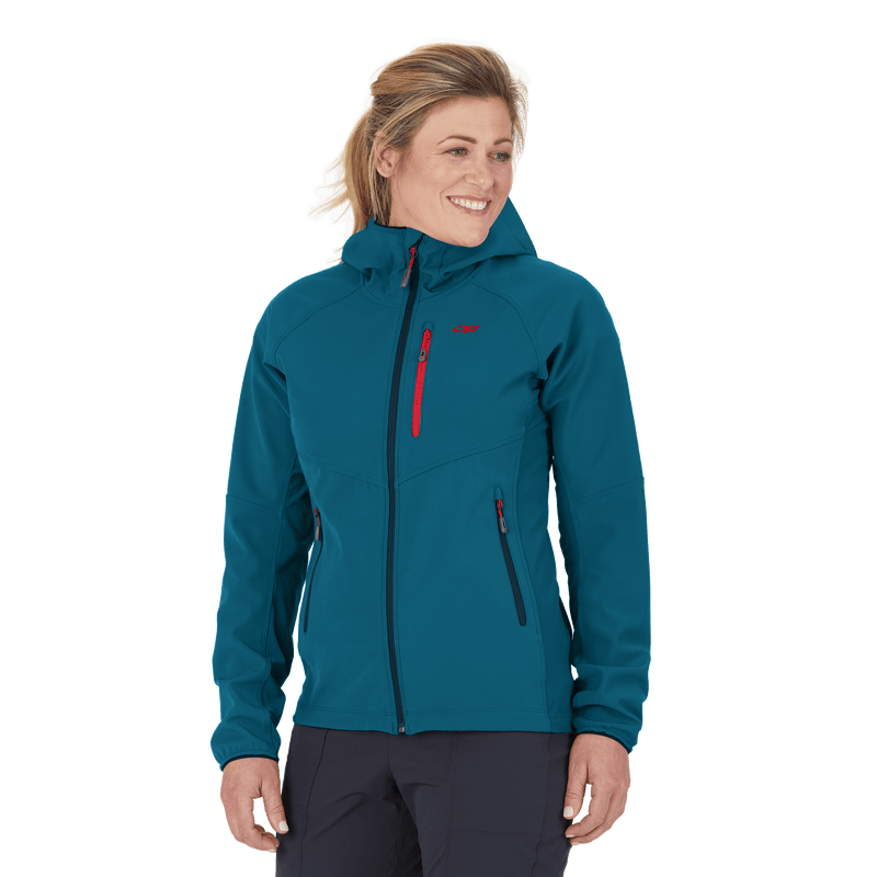 Outdoor Research Ferrosi Grid Womens Softshell Hooded Jacket - Celestial Blue