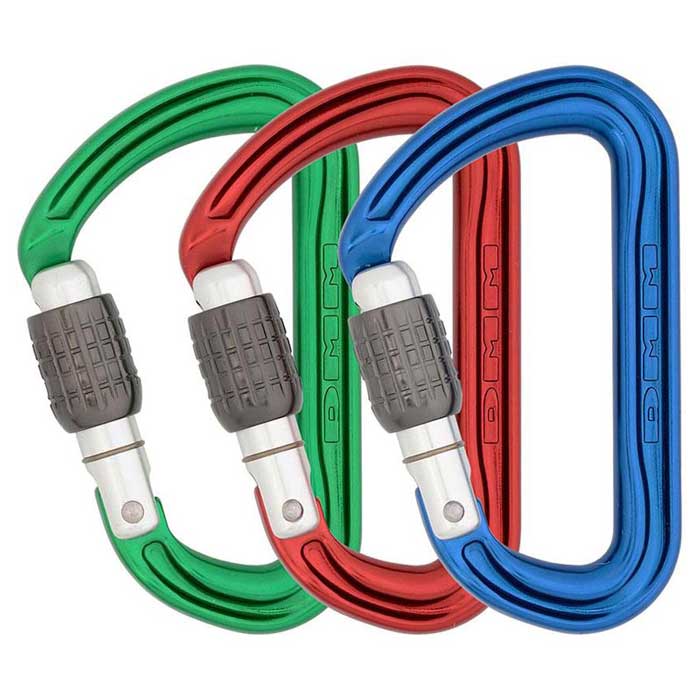 Dmm Shadow Screw Gate Climbing Carabiner 3 Pack Colour Blue Red Green