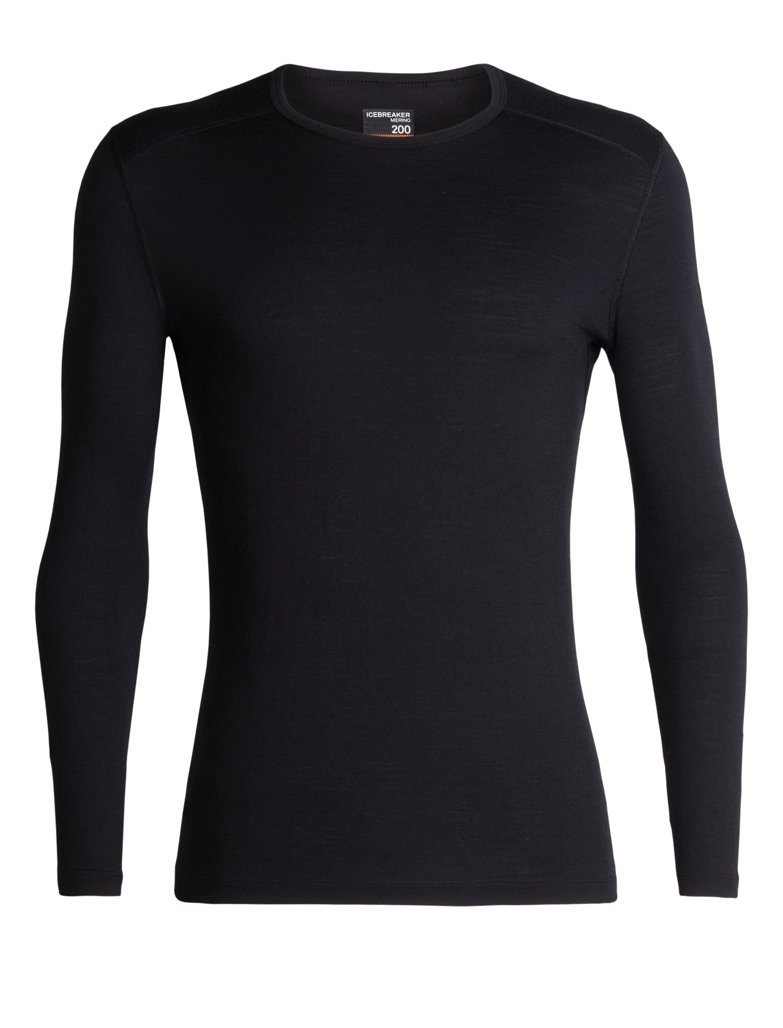 Icebreaker 200 Oasis Long Sleeve Crewe Mens Thermal Top Colour Black