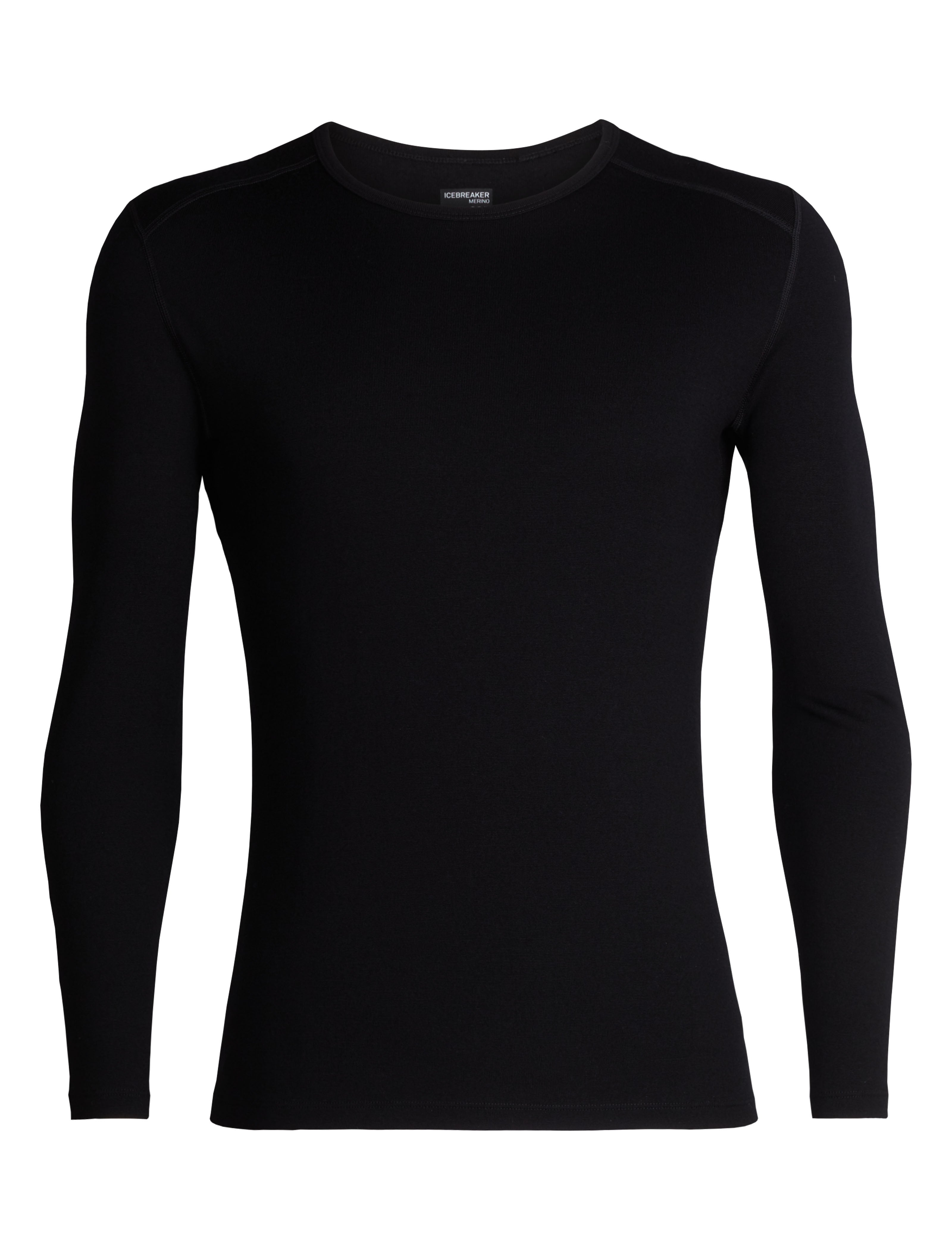 Icebreaker 260 Tech Long Sleeve Base Layer Crewe Top Mens Black Colour Black