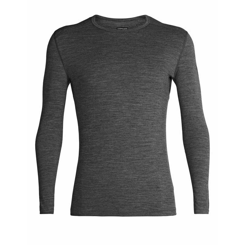 Icebreaker 200 Oasis Long Sleeve Crewe Mens Thermal Top Colour Gritstone Heather