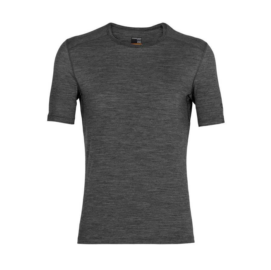 Icebreaker 200 Oasis Short Sleeve Crewe Mens Thermal Top Colour Gritstone Heather