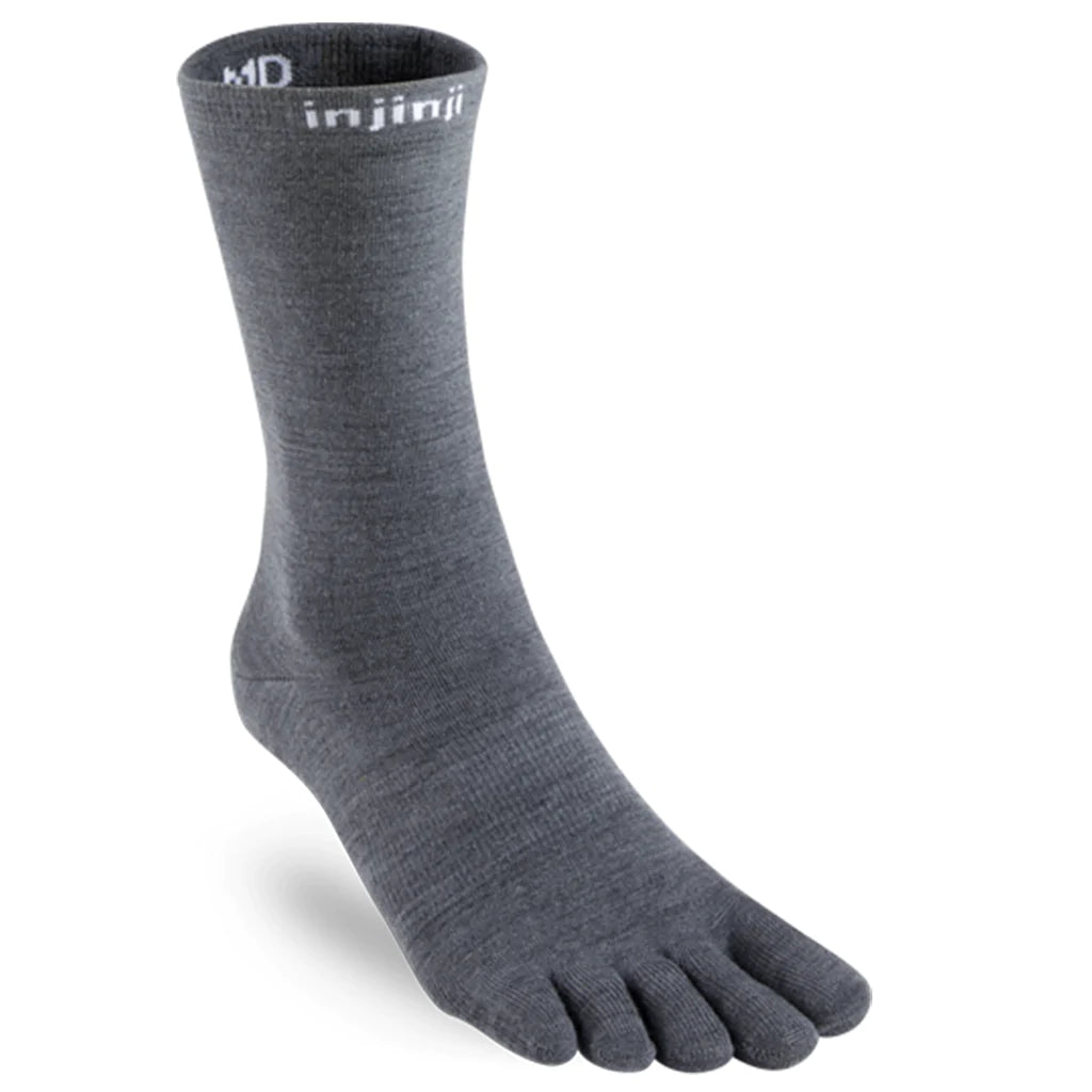 Injinji Liner 2.0 Lightweight Crew NuWool Hiking Socks - Charcoal