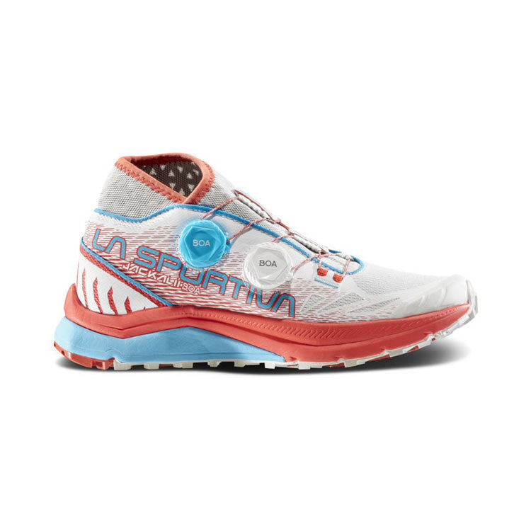 La Sportiva Jackal II Boa Womens Trail Running Shoe - White/Hibiscus