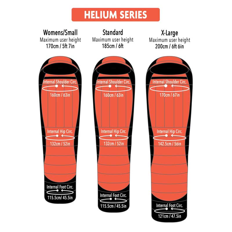 Mont Helium 300 Down Sleeping Bag - Vertical Baffles