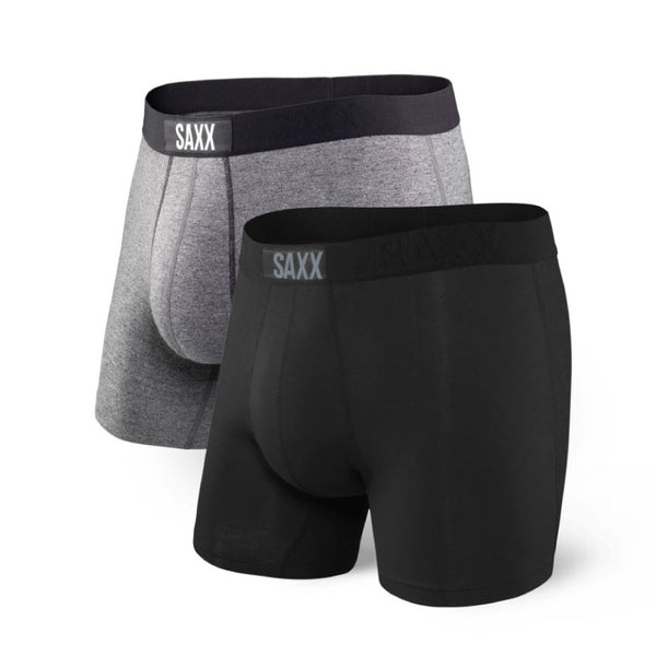 SAXX Vibe Mens Boxer Brief 2 Pack - Black/Grey