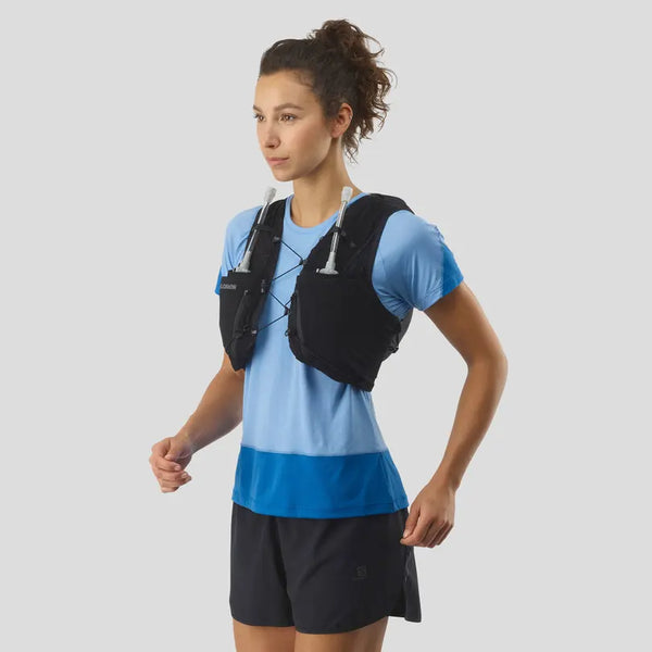 Salomon Adv Skin 12L Womens Set Running Vest with Flask Black Ebony