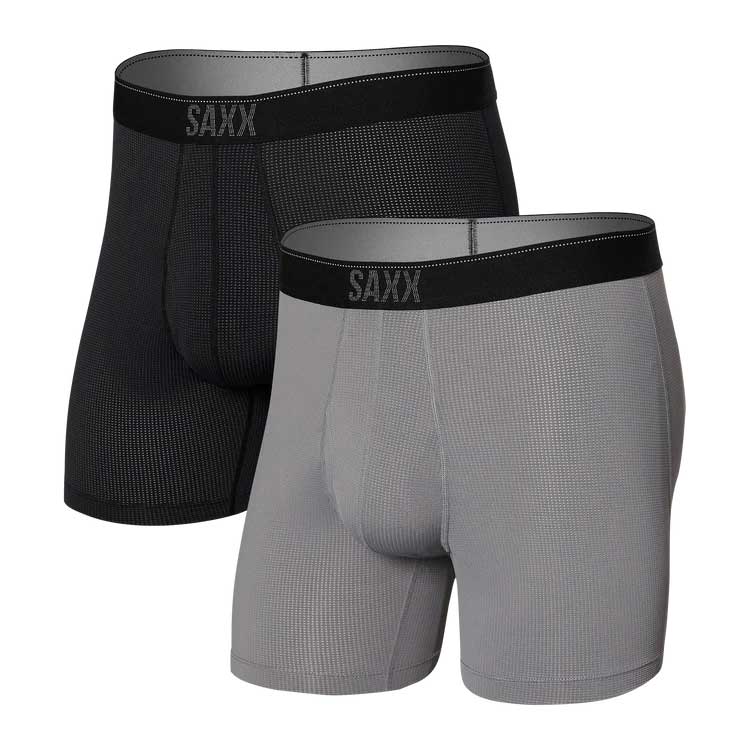 Saxx Quest Mens Boxer Fly Brief 2 Pack Colour Black Dark Charcoal Ii