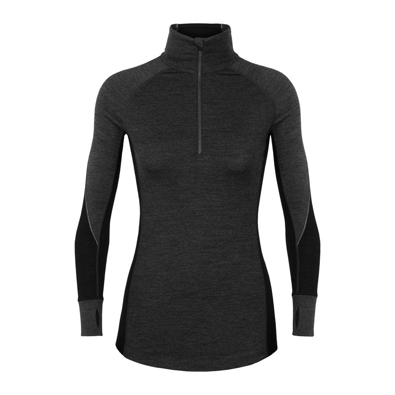 Icebreaker 260 Zone Long Sleeve Half Zip Womens Thermal Top Colour Jet Heather Black