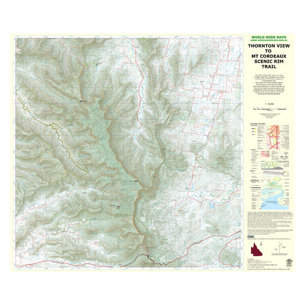 World Wide Maps Thornton View to Mount Cordeaux Bush Walk Map - 50k Scale