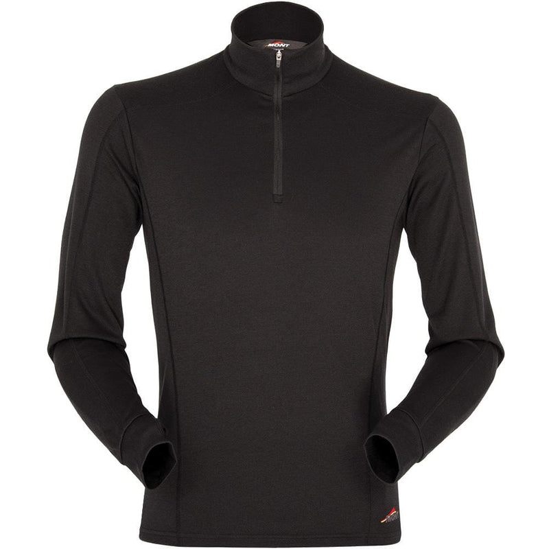 Mont Power Dry Zip Polo Mens Long Sleeve Thermal Top - Black